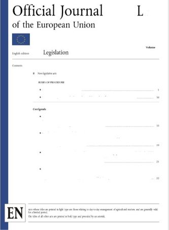 Front page of an Official Journal of the EUropean Union
